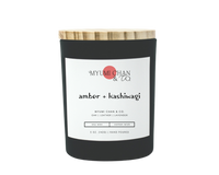 Amber + Kashiwagi soy candle with oak, leather and lavender notes