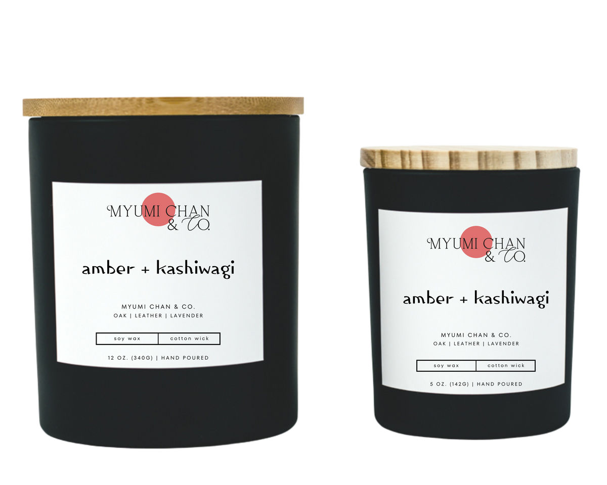 Amber + Kashiwagi hand-poured 100% soy wax candle