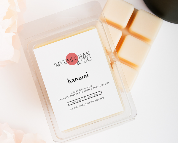 Hanami cherry blossom soy wax melt by Myumi Chan & Co.