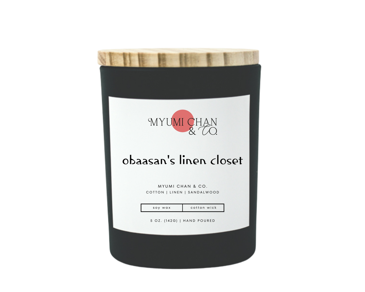 Obaasan's Linen Closet clean cotton scented soy candle