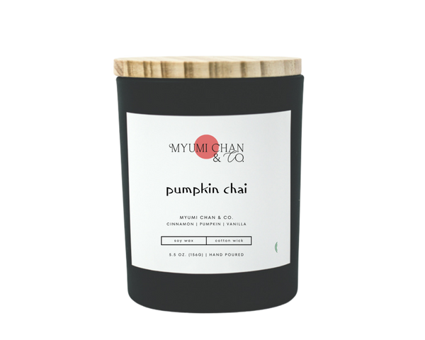 Pumpkin Chai soy candle with pumpkin, cinnamon and vanilla notes