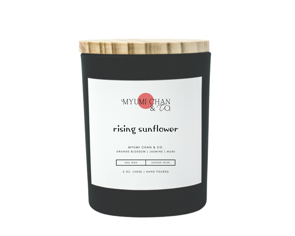 Rising Sunflower soy candle with orange blossom, jasmine and sandalwood notes
