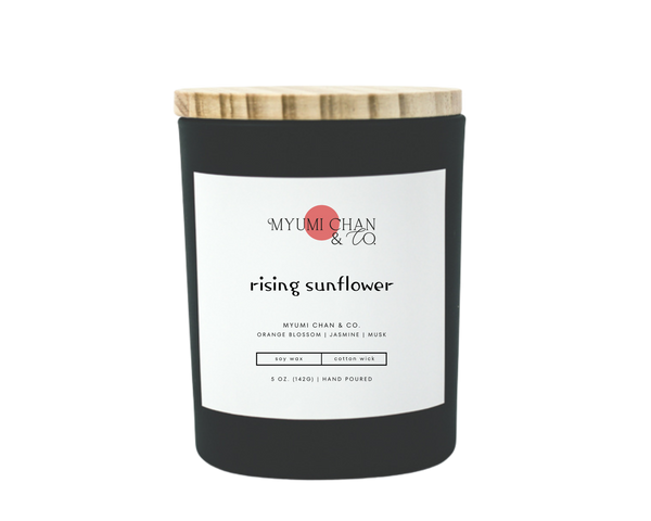 Rising Sunflower soy candle with orange blossom, jasmine and sandalwood notes